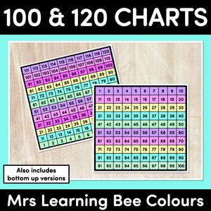 100 CHART & 120 CHART TEMPLATES - Mrs Learning Bee Colours