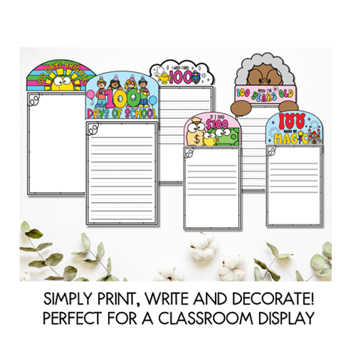 Resource preview 4 for 100 Days of School Writing Templates & Crafts