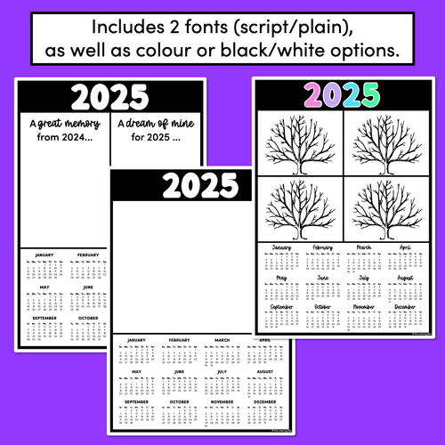 Resource preview 2 for 2025 Calendar Templates - End of Year Gifts for Parents & Students