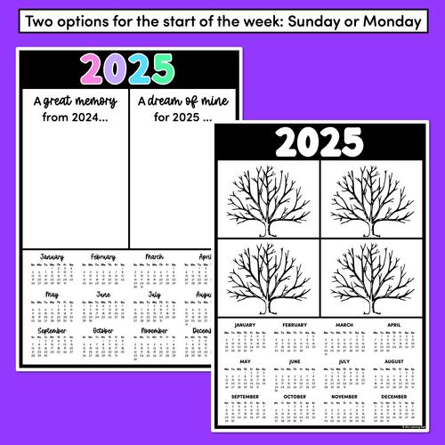 Resource preview 3 for 2025 Calendar Templates - End of Year Gifts for Parents & Students