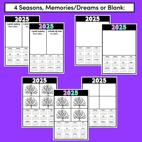 Resource preview 4 for 2025 Calendar Templates - End of Year Gifts for Parents & Students