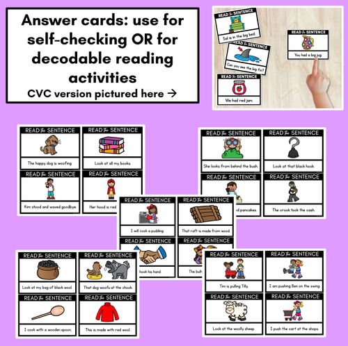 Resource preview 4 for Short OO Phoneme Decodable Sentences - Read & Match