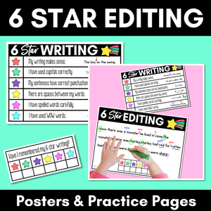 6 Star Editing Checklist - Re-read, Edit and Review Writing - Posters & Practice