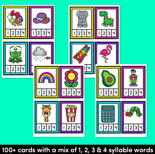 Resource preview 2 for Syllable Clip Cards - Phonological Awareness Activities for Kindergarten