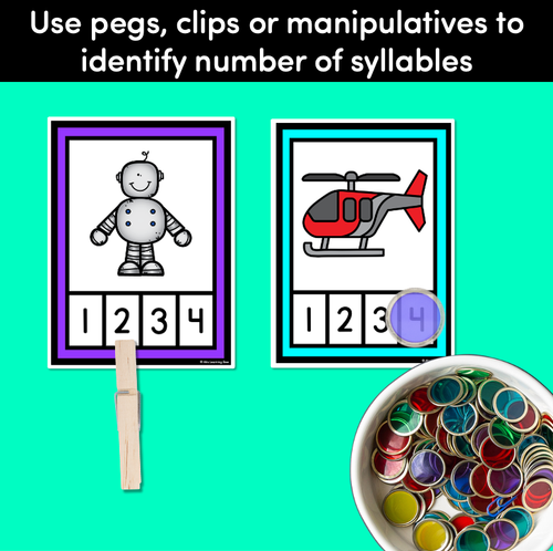 Resource preview 3 for Syllable Clip Cards - Phonological Awareness Activities for Kindergarten