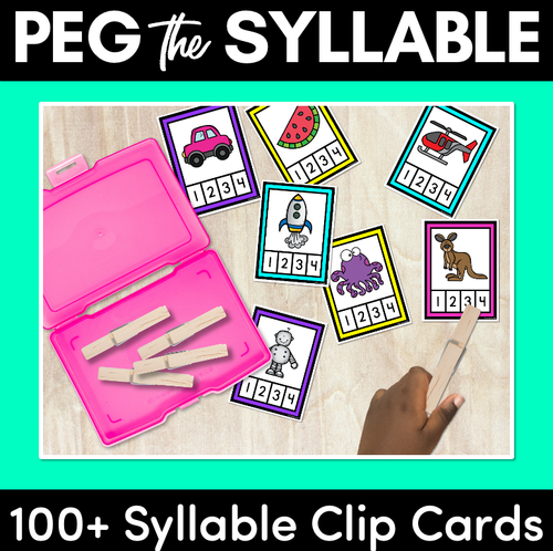 Resource preview 1 for Syllable Clip Cards - Phonological Awareness Activities for Kindergarten