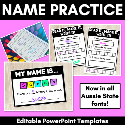 Resource preview 1 for Name Practice Pages EDITABLE