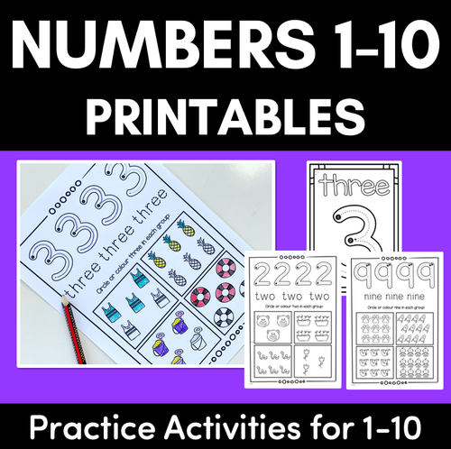 Resource preview 1 for Kindergarten Math Worksheets - Numbers 1 - 10