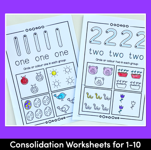 Resource preview 2 for Kindergarten Math Worksheets - Numbers 1 - 10