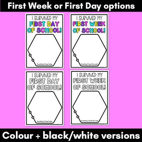 Resource preview 2 for I SURVIVED MY FIRST DAY / WEEK Freebie Templates