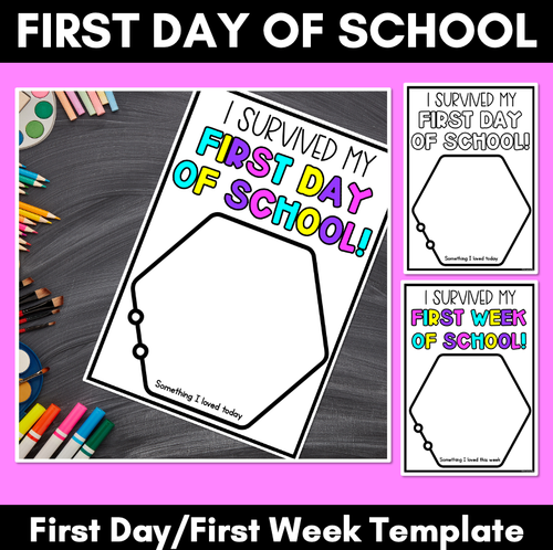 Resource preview 1 for I SURVIVED MY FIRST DAY / WEEK Freebie Templates