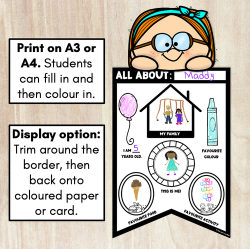 Resource preview 2 for ALL ABOUT ME BUNTING Freebie - Back to School Activity & Display