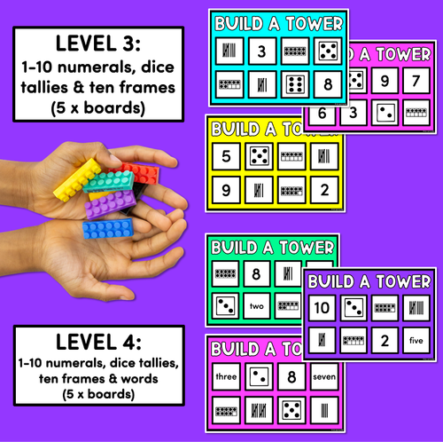 Resource preview 3 for Kindergarten Math Build A Tower - Numbers 1 - 10 (Level 1)