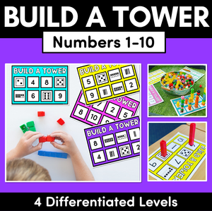 Kindergarten Math Build A Tower - Numbers 1 - 10 (Level 1)