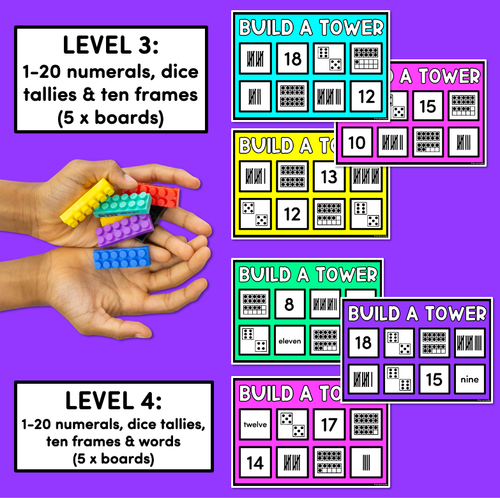 Resource preview 3 for Kindergarten Math Build A Tower - Numbers 1 - 20 (Level 2)