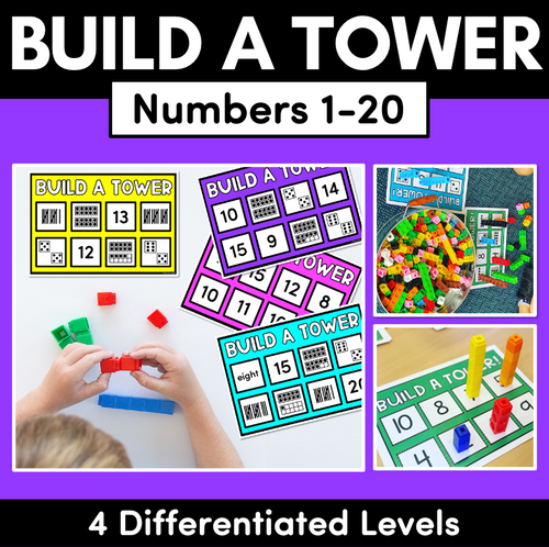 Resource preview 1 for Kindergarten Math Build A Tower - Numbers 1 - 20 (Level 2)