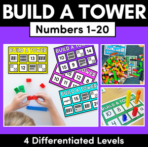 Kindergarten Math Build A Tower - Numbers 1 - 20 (Level 2)