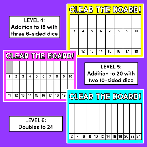 Resource preview 4 for Differentiated Number & Addition Games for K - 2 - Clear the Board