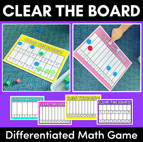 Resource preview 1 for Differentiated Number & Addition Games for K - 2 - Clear the Board