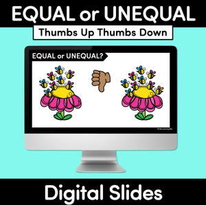 Equal or Unequal Bee Groups - Thumbs Up Thumbs Down Digital Slides