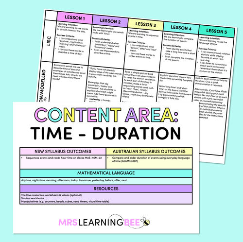 Resource preview 1 for Time (Duration) - Kindergarten/Foundation Program