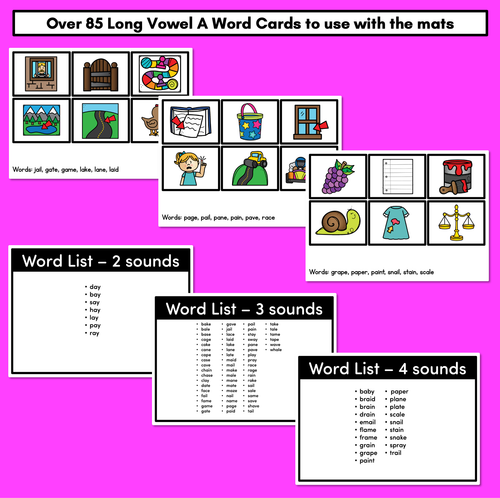 Resource preview 4 for LONG VOWEL A Word Mapping Mats - Say It Map It Tap It Spell It