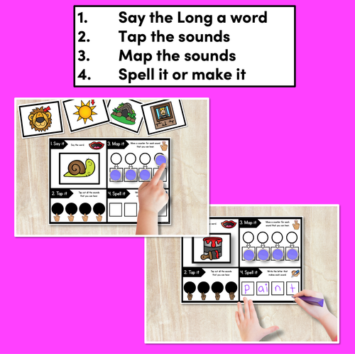 Resource preview 2 for LONG VOWEL A Word Mapping Mats - Say It Map It Tap It Spell It