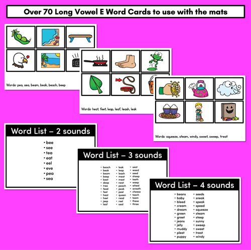 Resource preview 4 for LONG VOWEL E Word Mapping Mats - Say It Map It Tap It Spell It