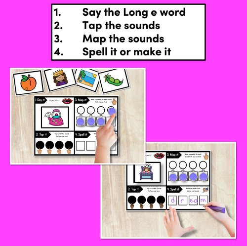 Resource preview 2 for LONG VOWEL E Word Mapping Mats - Say It Map It Tap It Spell It