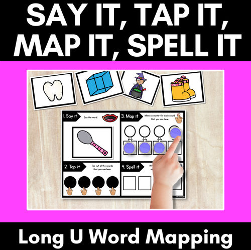 Resource preview 1 for LONG VOWEL U Word Mapping Mats - Say It Map It Tap It Spell It