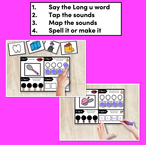 Resource preview 2 for LONG VOWEL U Word Mapping Mats - Say It Map It Tap It Spell It