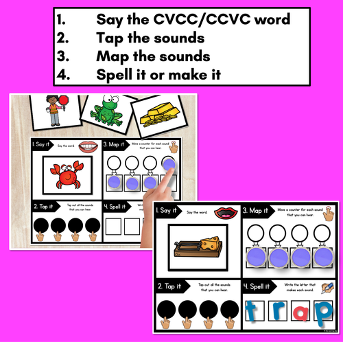 Resource preview 2 for SAY IT TAP IT MAP IT SPELL IT - CVCC CCVC Words Orthographic Mapping Mats