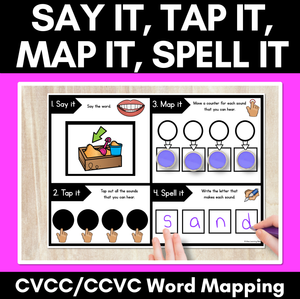 SAY IT TAP IT MAP IT SPELL IT - CVCC CCVC Words Orthographic Mapping Mats