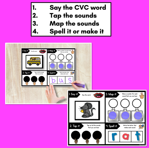 Resource preview 2 for SAY IT TAP IT MAP IT SPELL IT - CVC Orthographic Mapping Mats