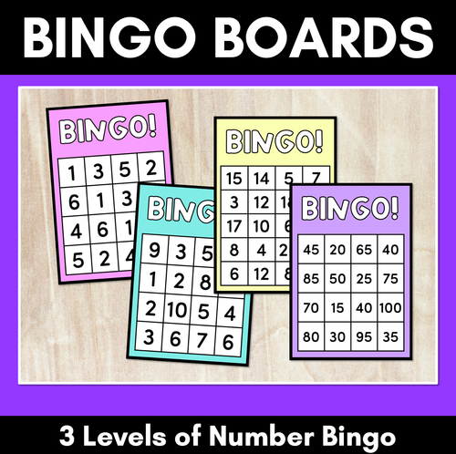 Resource preview 1 for Number Bingo Boards - 4 Levels