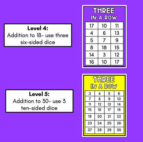 Resource preview 3 for 3 in a Row Number Game Templates