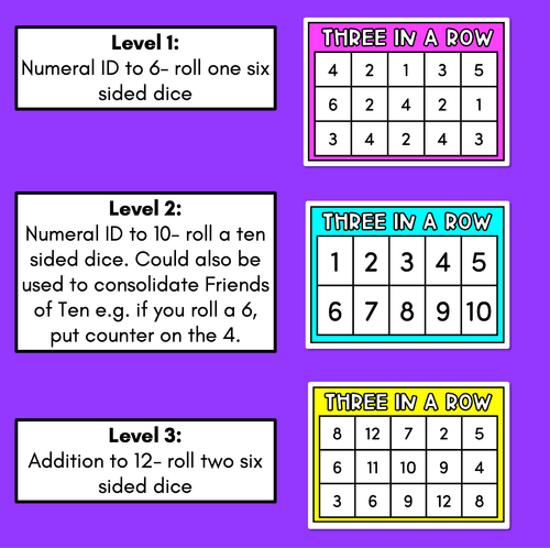 Resource preview 2 for 3 in a Row Number Game Templates