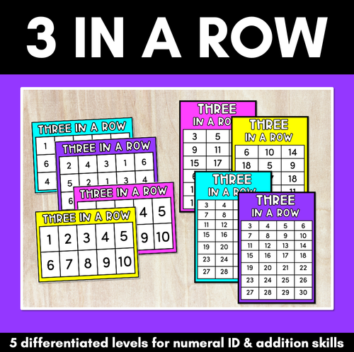 Resource preview 1 for 3 in a Row Number Game Templates