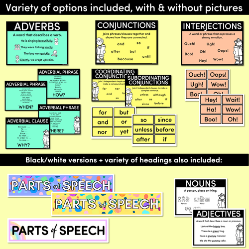 Resource preview 4 for PARTS OF SPEECH POSTERS - The Kasey Rainbow Collection