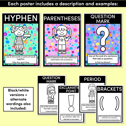 Resource preview 4 for PUNCTUATION POSTERS - The Kasey Rainbow Collection - Rainbow Speckles