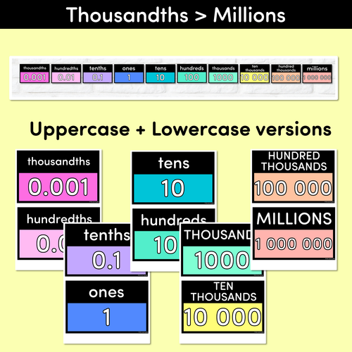 Resource preview 3 for PLACE VALUE POSTERS - The Kasey Rainbow Collection - Rainbow Block Colours