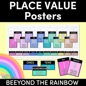 PLACE VALUE POSTERS - The Kasey Rainbow Collection - Rainbow Block Colours