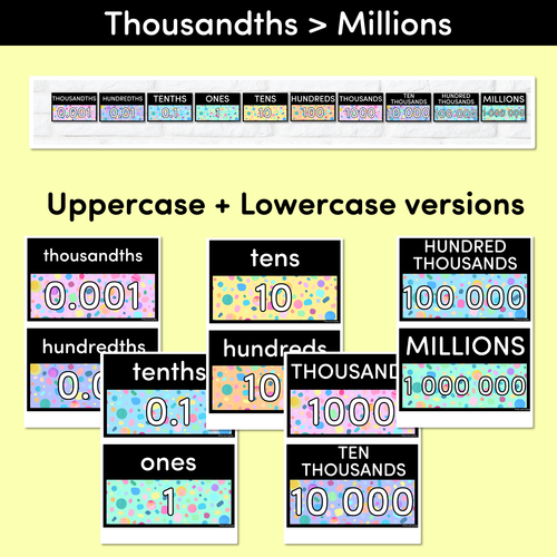 Resource preview 3 for PLACE VALUE POSTERS - The Kasey Rainbow Collection - Rainbow Speckles