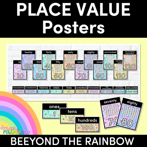 Resource preview 1 for PLACE VALUE POSTERS - The Kasey Rainbow Collection - Rainbow Speckles