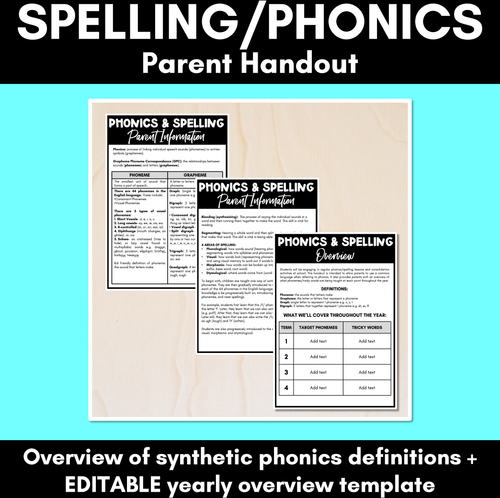 Resource preview 1 for Spelling & Phonics Parent Handout