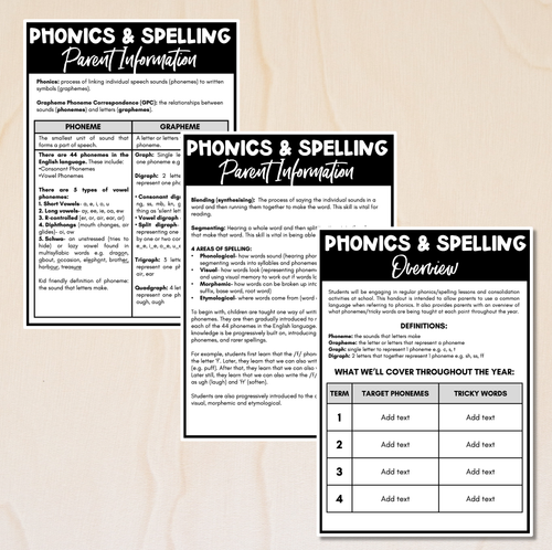 Resource preview 3 for Spelling & Phonics Parent Handout