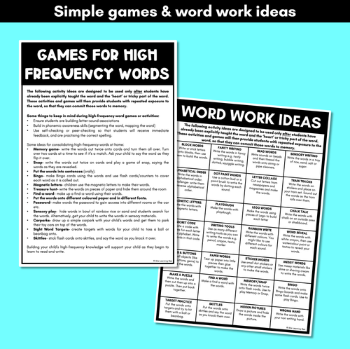 Resource preview 3 for High Frequency Words Parent Handout