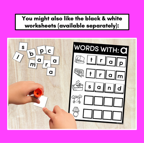 Resource preview 4 for CVCC CCVC WORD BUILDING MATS & TASK CARDS - No Prep Phonics Activities