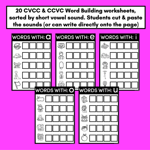 Resource preview 2 for CVCC CCVC WORD BUILDING WORKSHEETS - Cut & Paste Phonics Printables