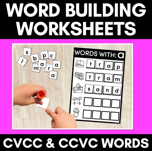 Resource preview 1 for CVCC CCVC WORD BUILDING WORKSHEETS - Cut & Paste Phonics Printables